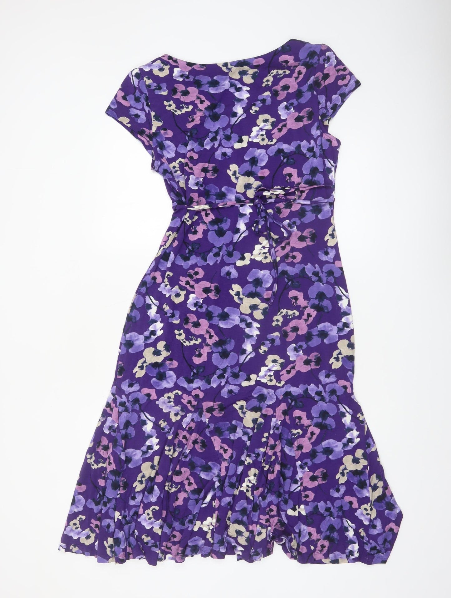 Marks and Spencer Per Una Women's Purple Floral Fit & Flare Dress Size 12