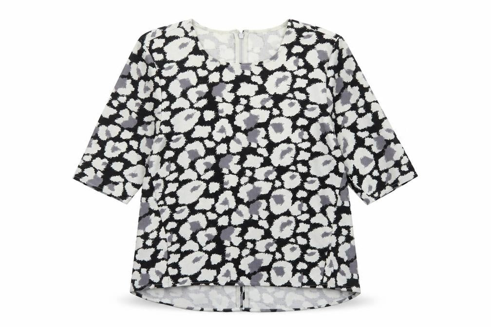 Whistles Women’s Black Animal Print 3/4 Sleeve Blouse Size 8