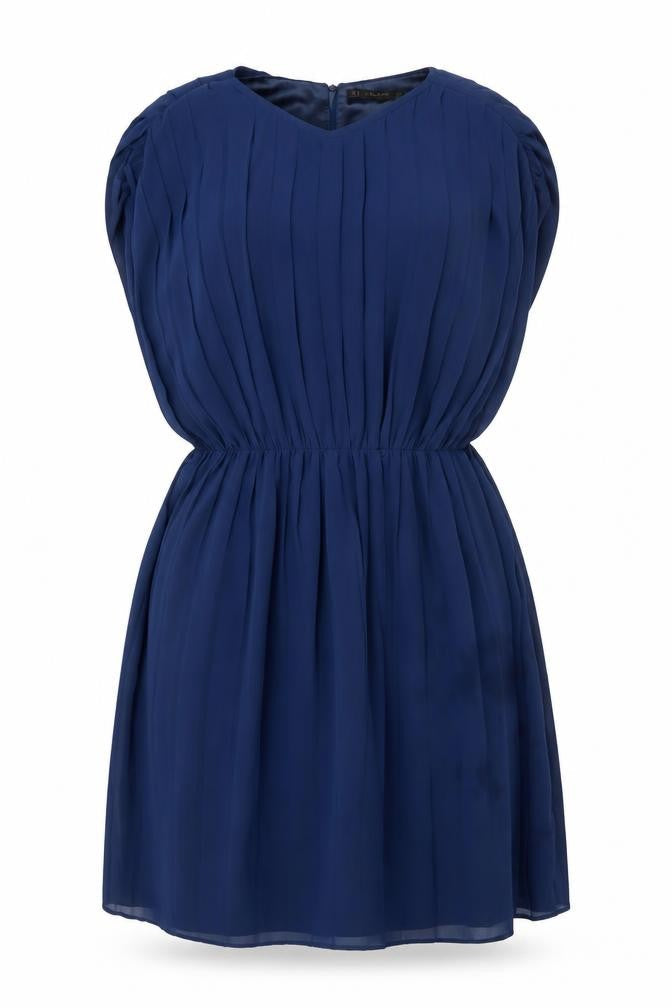 Zara Basic Women’s Blue Pleated Chiffon Shift Dress Size 12
