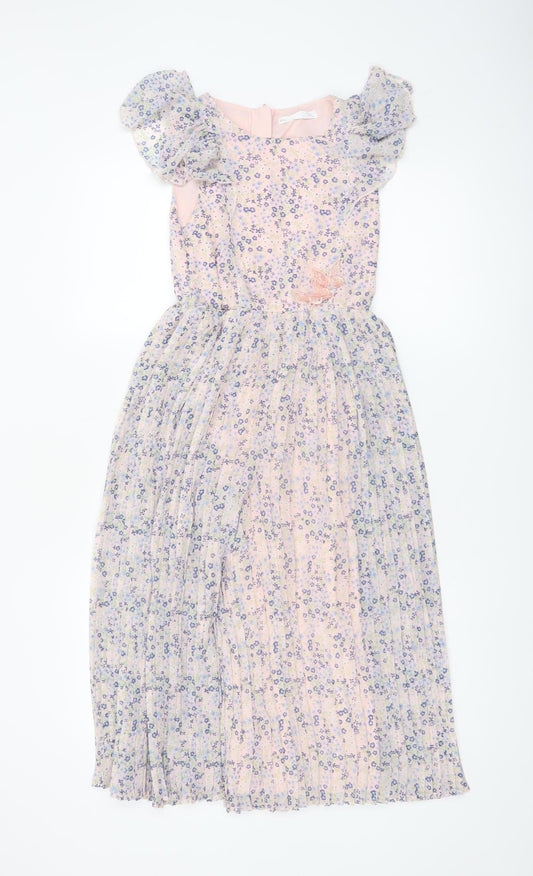 Marks & Spencer Girls Pink Floral Chiffon Romper 7-8 Years