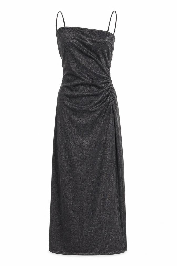 Pull&Bear Women’s Black Long Slip Dress Size S Glitter Partywear