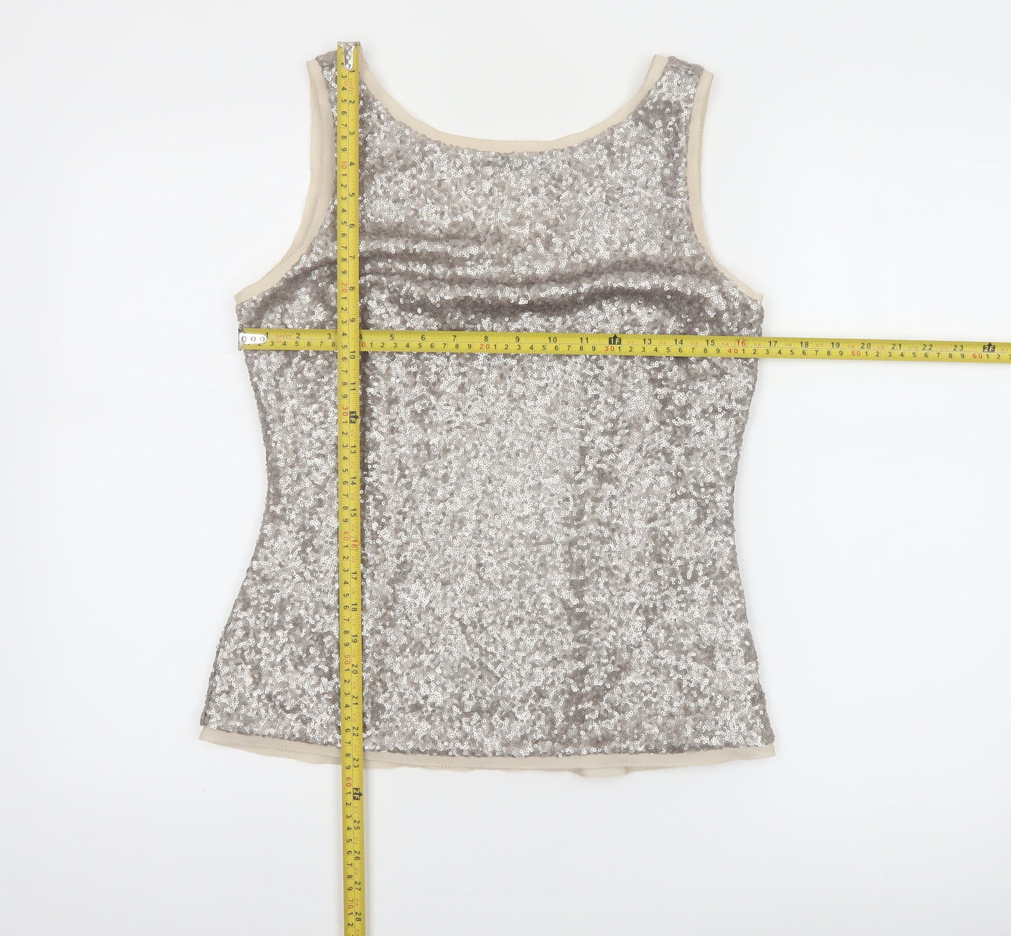 Coast Women's Silver Sequin Camisole Tank Top UK 10