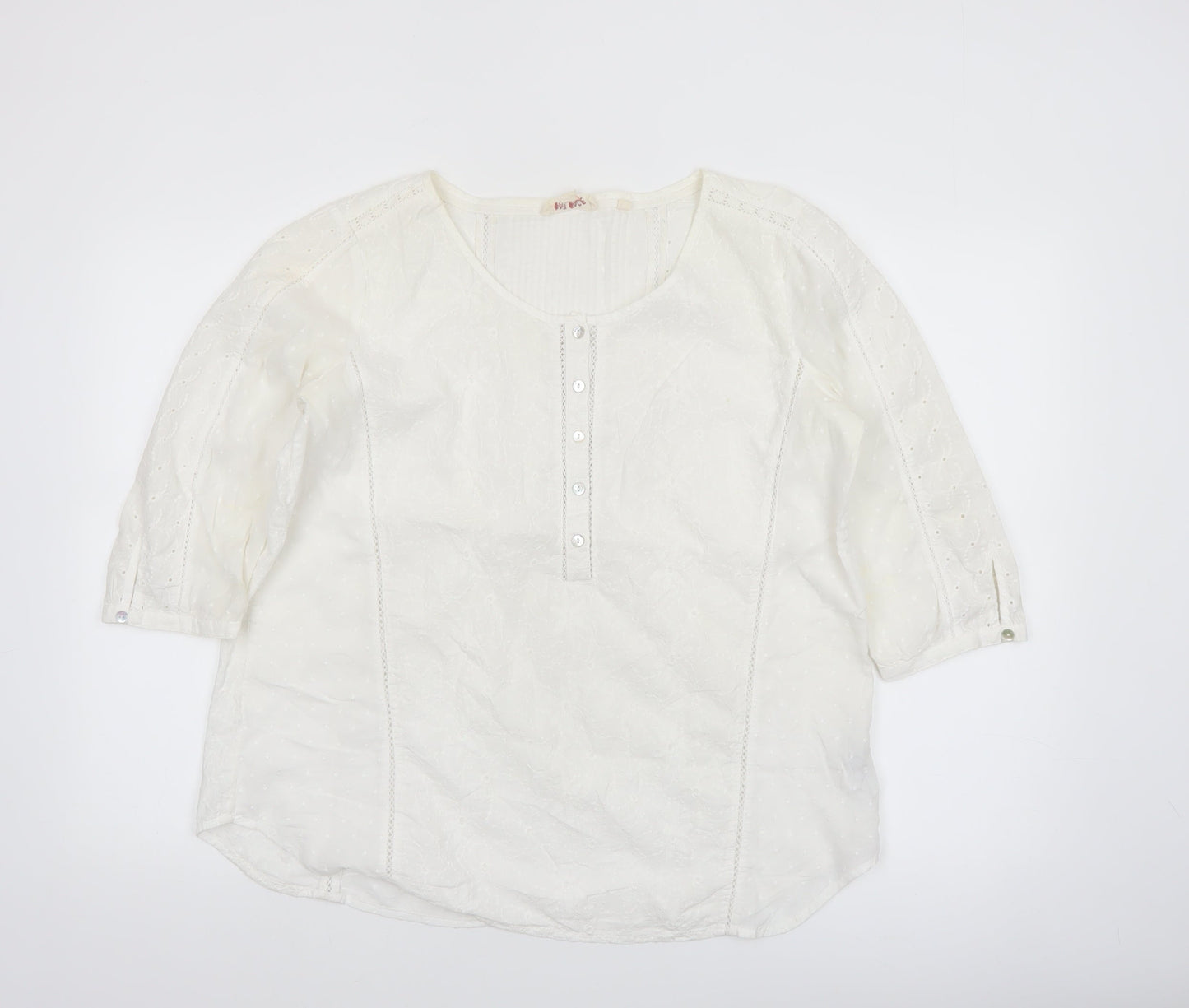 Fat Face Women's White Cotton Tunic Blouse Size 14