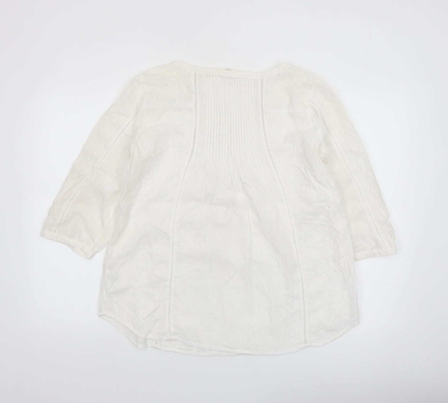 Fat Face Women's White Cotton Tunic Blouse Size 14
