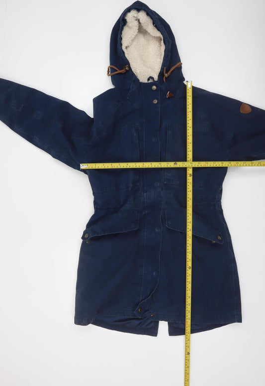 Trespass Womens Blue L Waterproof Hooded Parka Coat Lined UK14