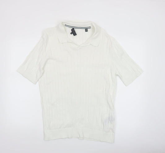 Ted Baker Men's White Cotton Knit Polo Shirt Size L