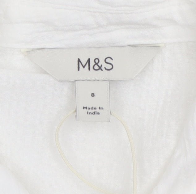 Marks and Spencer Women’s White Long Cotton Linen Coatigan Size 8