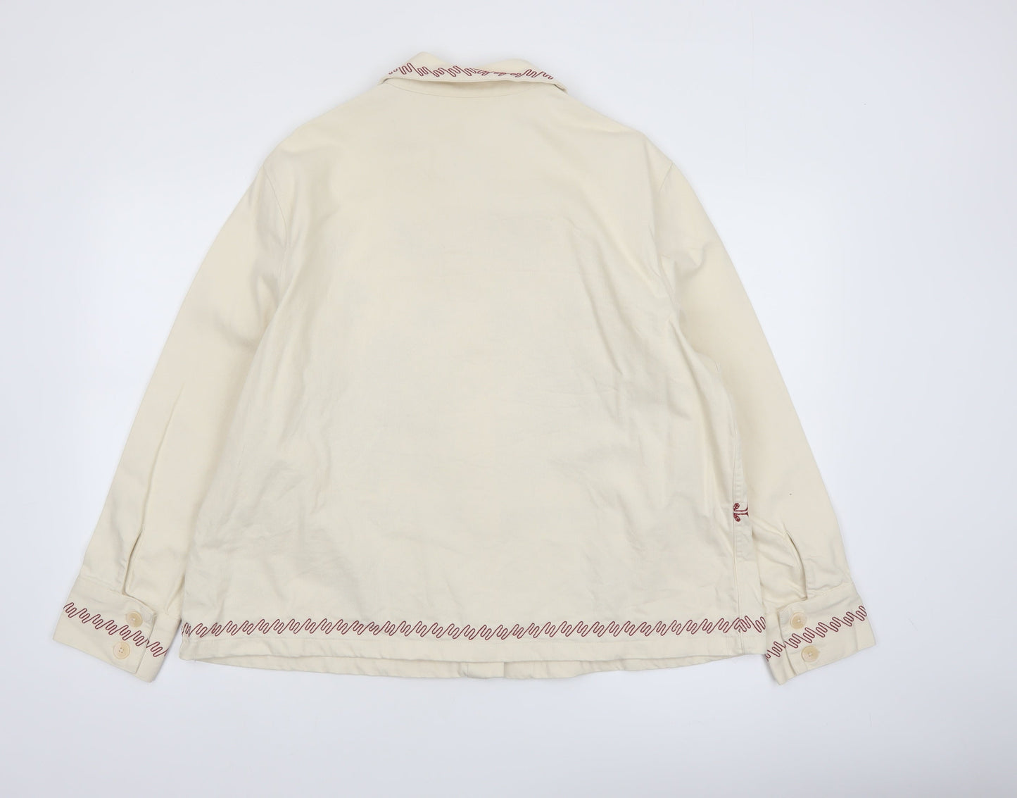 Marks and Spencer Per Una Women Beige Embroidered Cotton Jacket Size 16