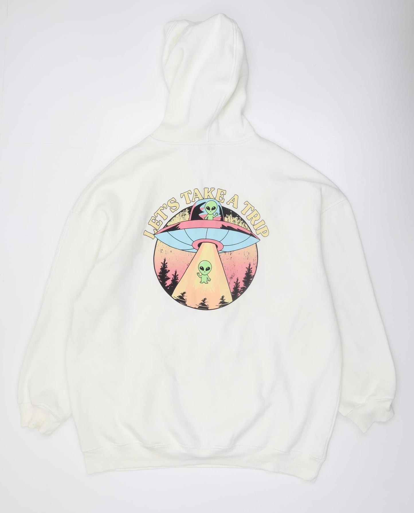 New Look Men’s White Alien Graphic Pullover Hoodie Size M