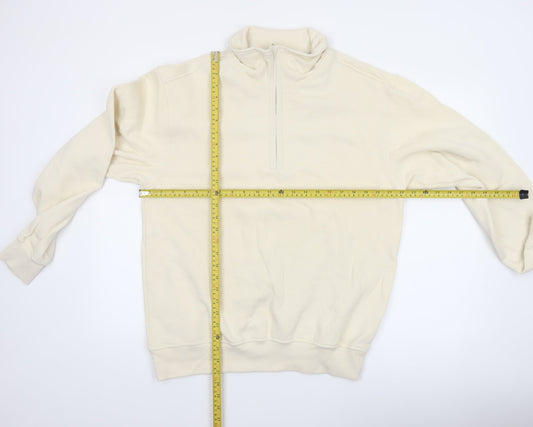 Atlant Mens Beige 1/4 Zip High Neck Sweatshirt Size L