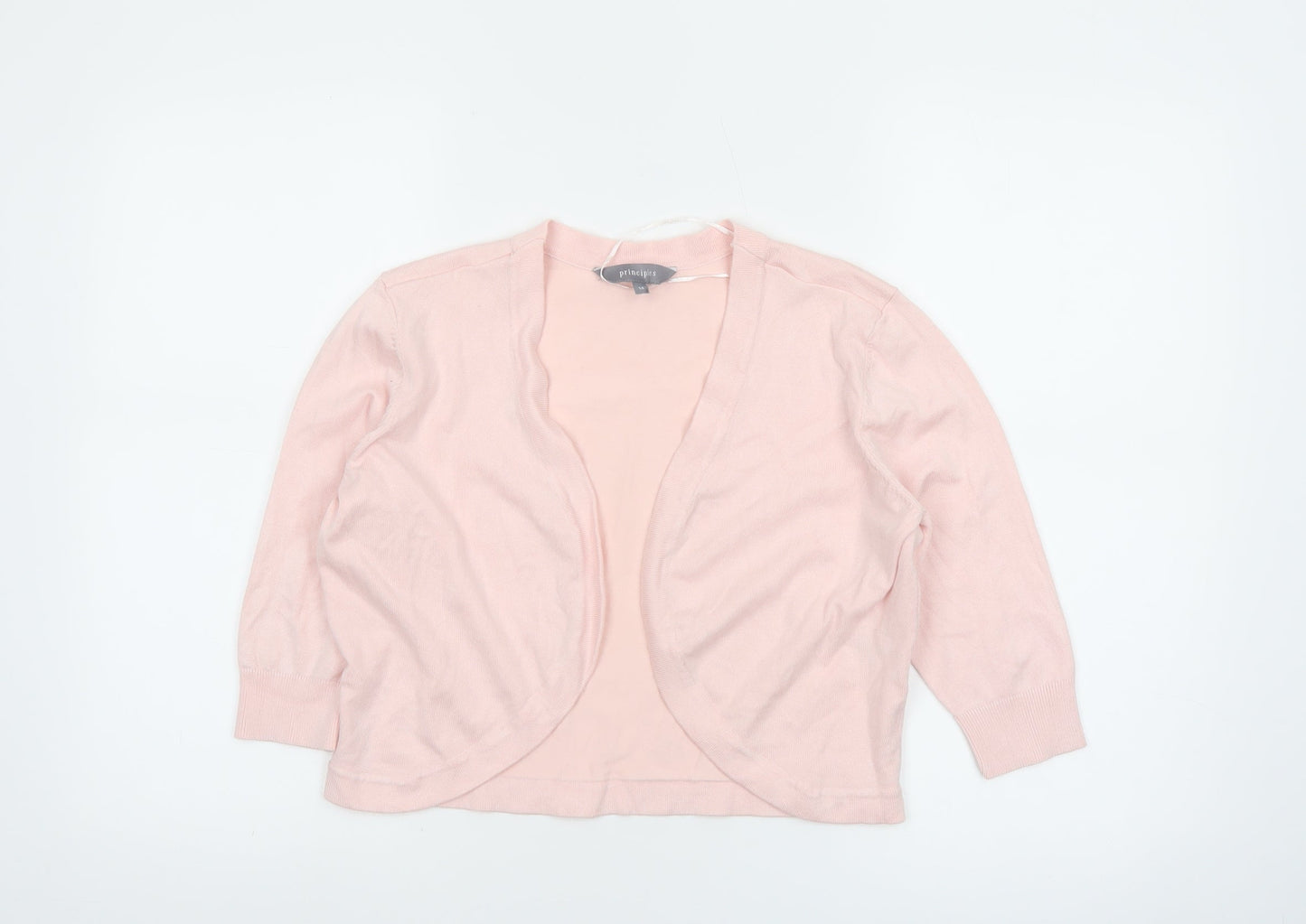Principles Women Pink 3/4 Sleeve Open Front Knit Cardigan Size 14