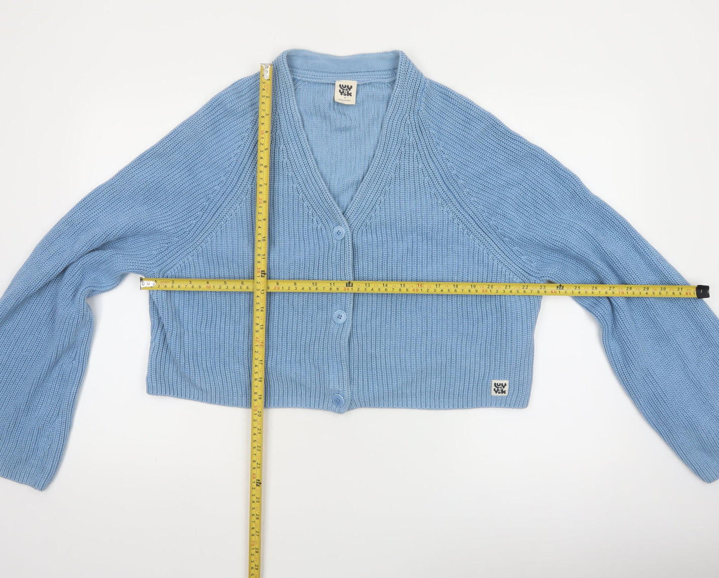 Lucy & Yak Women’s Blue V-Neck Cotton Knit Cardigan Medium