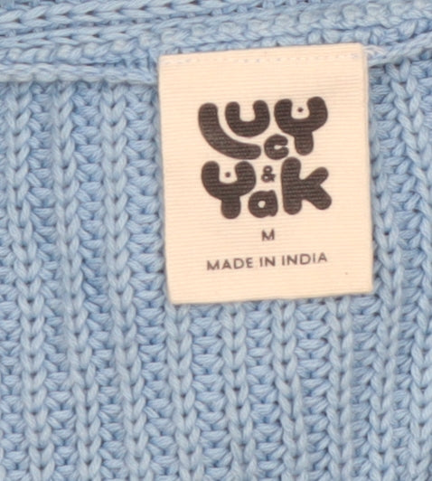 Lucy & Yak Women’s Blue V-Neck Cotton Knit Cardigan Medium