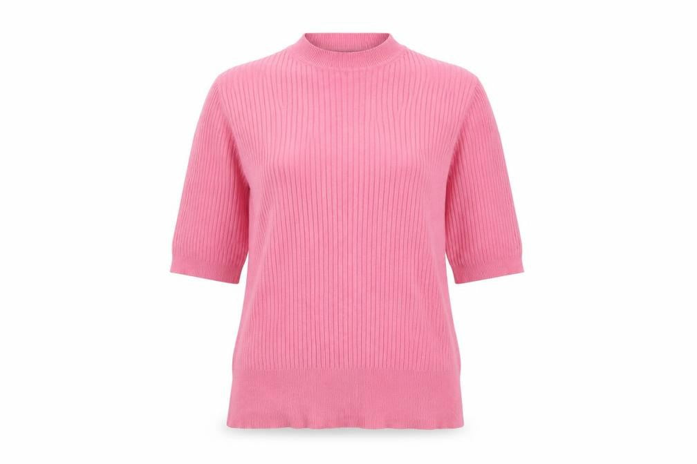 Marks & Spencer Women's Pink Mock Neck Ribbed Knit Top Size 10