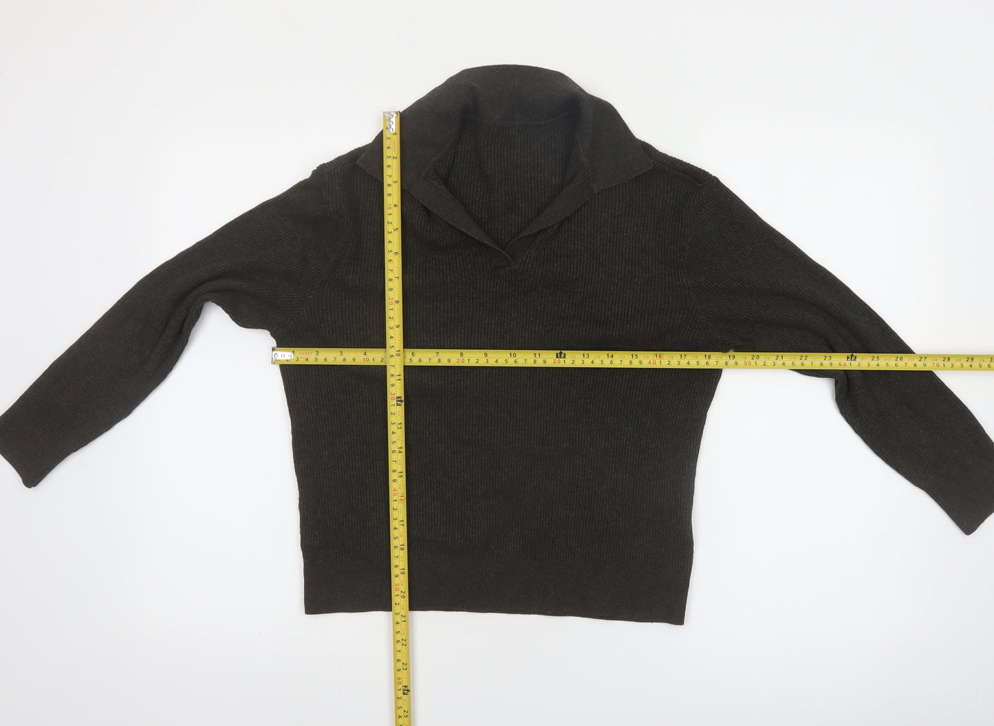 Uniqlo Womens Brown Collared Knit Pullover Jumper Size M