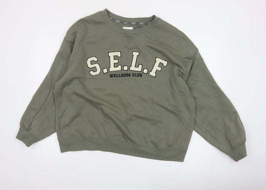 Next SELF Wellness Club Khaki Green Pullover Sweatshirt Women UK 20