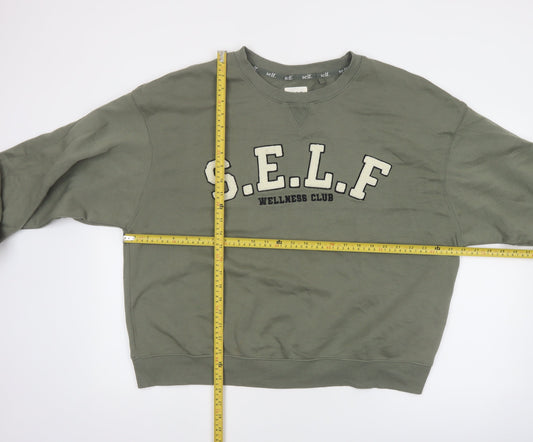 Next SELF Wellness Club Khaki Green Pullover Sweatshirt Women UK 20