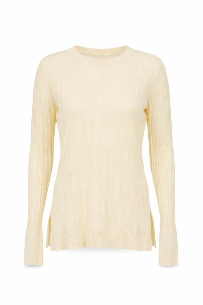 Next Women Beige Knit Long Sleeve Basic Crew Neck Top Size 10