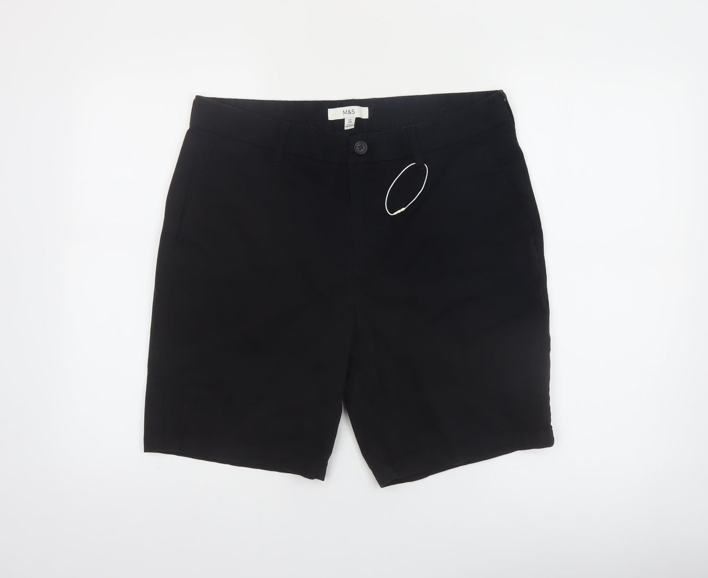 Marks and Spencer Men's Black 34 Chino Shorts Regular Fit