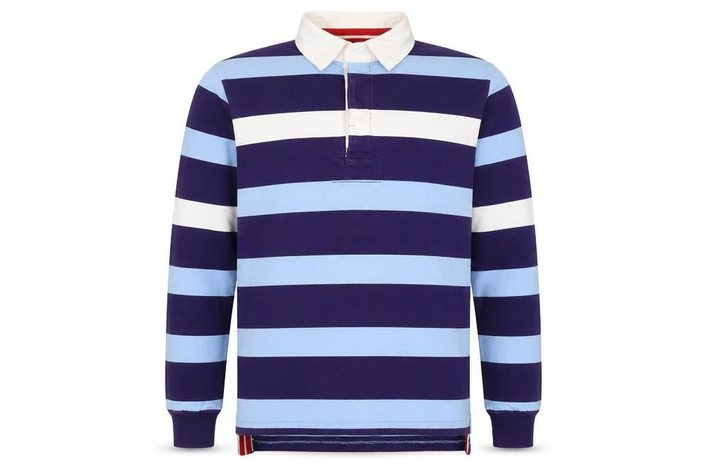 Boden Men’s Blue Striped Long Sleeve Rugby Polo Shirt Size S