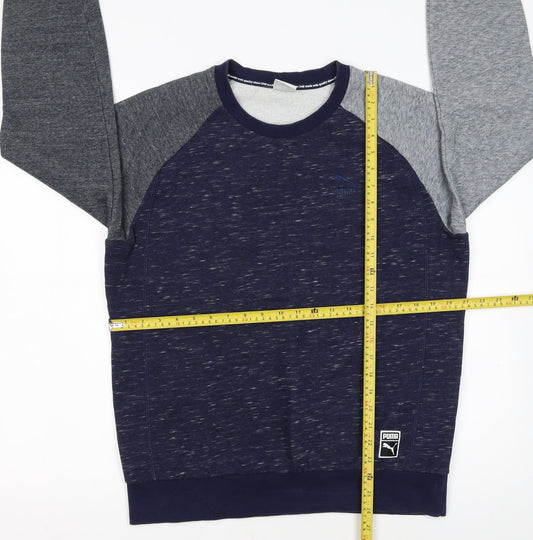 Puma Men Blue Grey Crew Neck Pullover Sweatshirt Size M