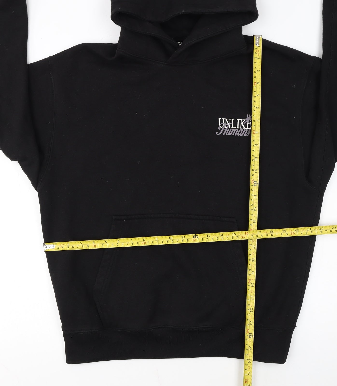 Unlike Humans Men's Black Pullover Hoodie S Graphic Print
