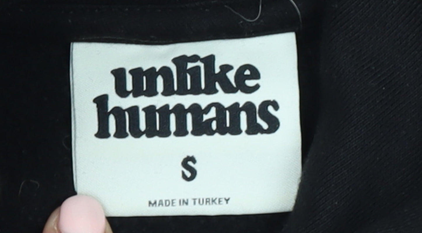 Unlike Humans Men's Black Pullover Hoodie S Graphic Print