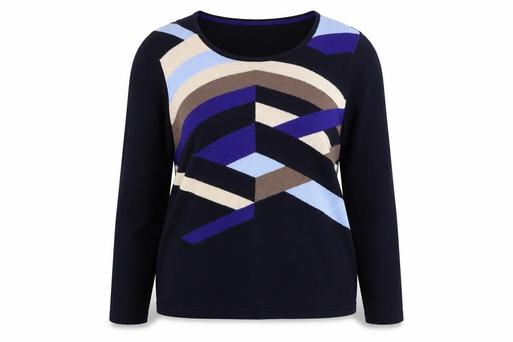 Country Casuals Womens Multicoloured XL Geometric Knit Long Sleeve Pullover Jumper