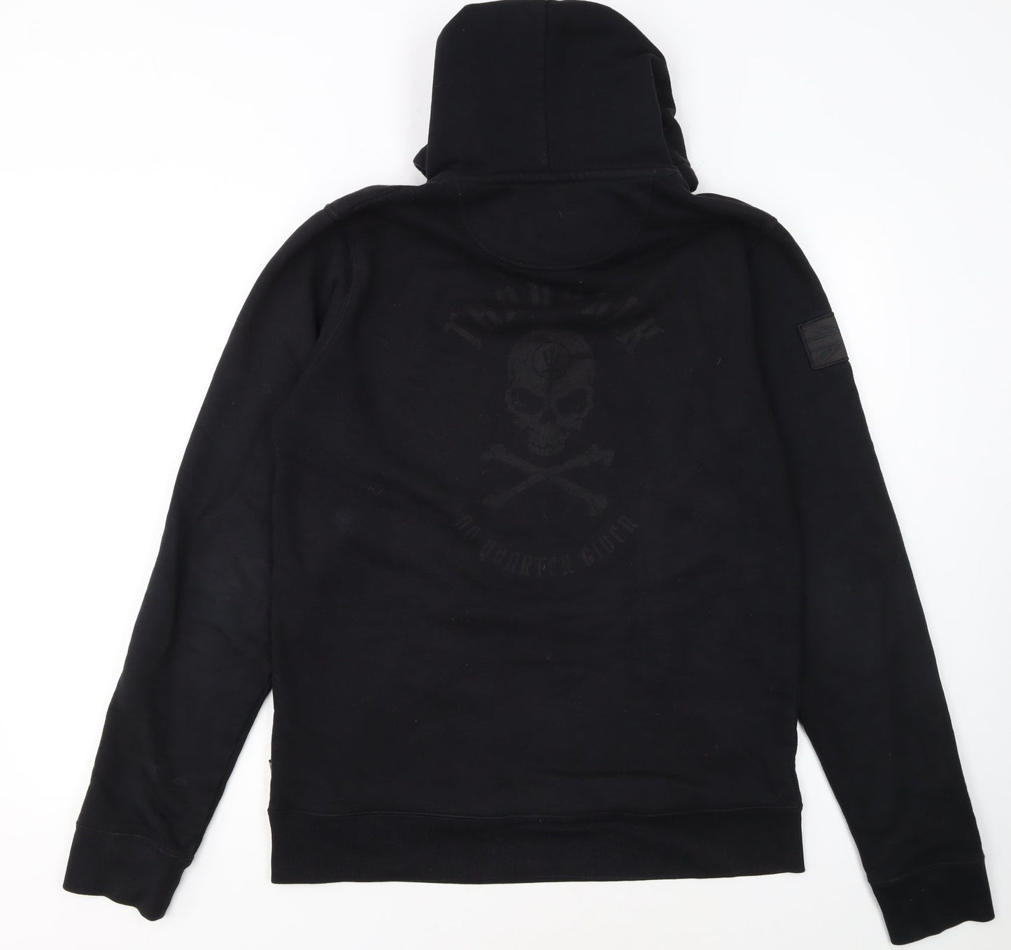 Thrudark Men’s Black Pullover Hoodie Skull Logo Fleece Size M