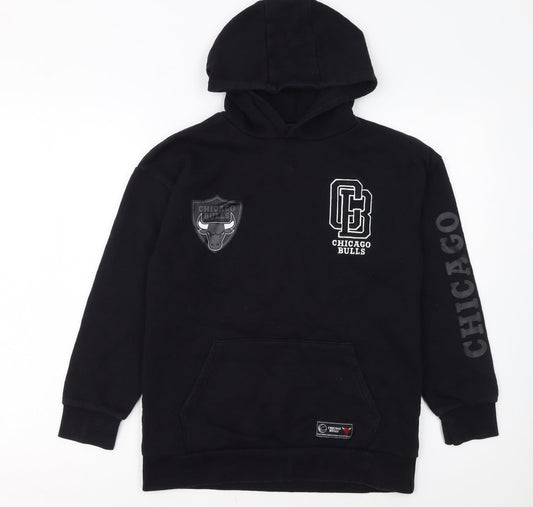 NBA Boys Black Chicago Bulls Pullover Hoodie 11-12 Years Fleece Sweatshirt