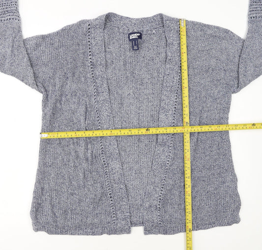 Lands' End Women's Blue Knit Open Cardigan Size M Linen Cotton