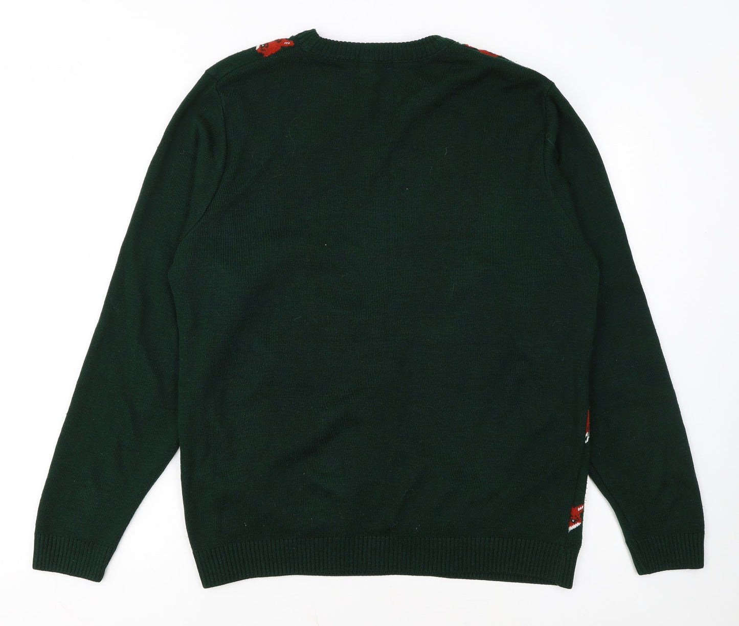 Run & Fly Men's Green Fox Pattern Knit Jumper Size L
