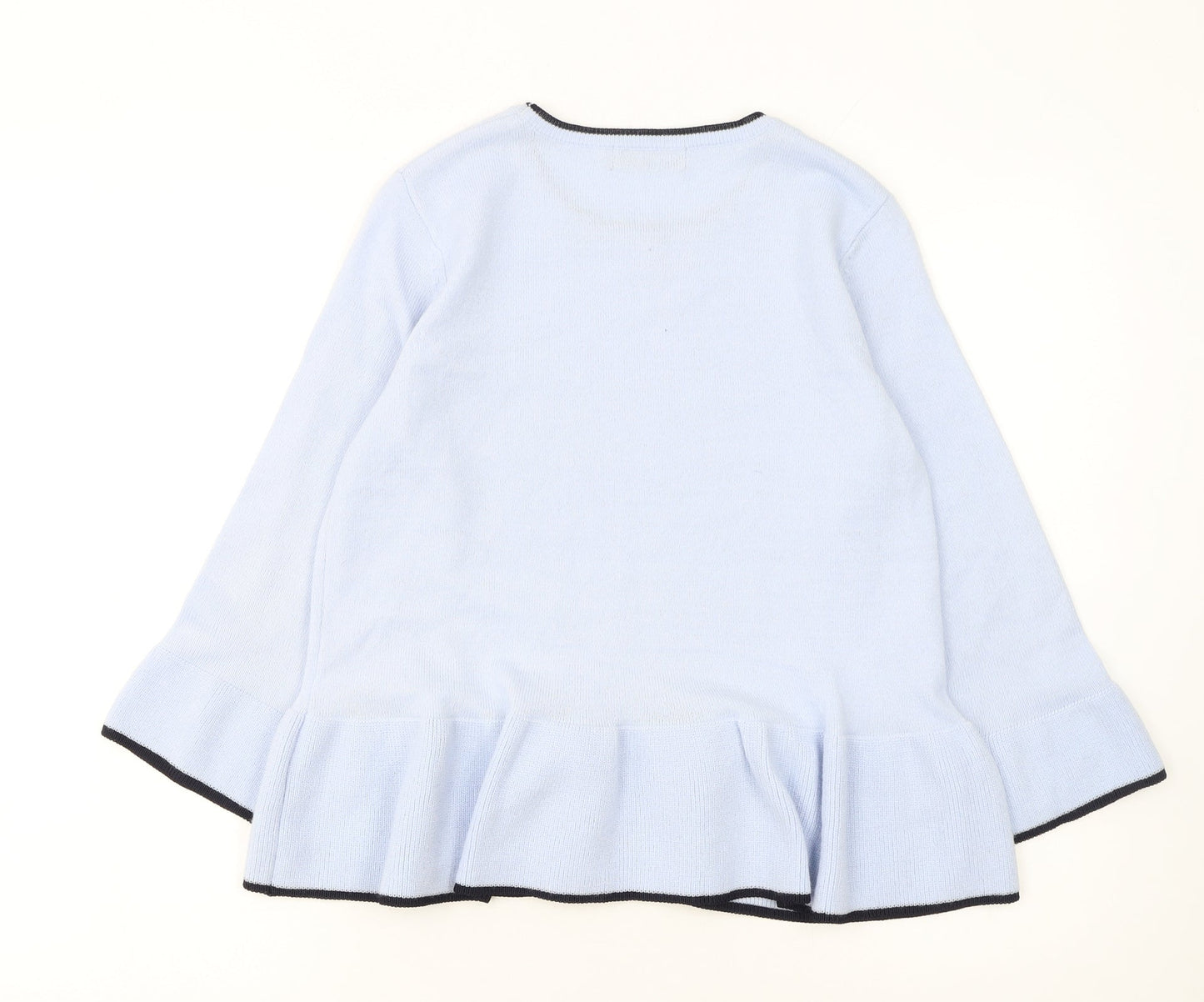 Marks and Spencer Women Blue Ruffle Hem Acrylic Jumper Size 10