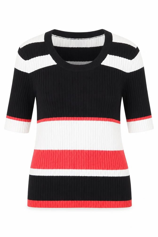 River Island Women's Multicoloured Striped V-Neck Knit Jumper Size 10