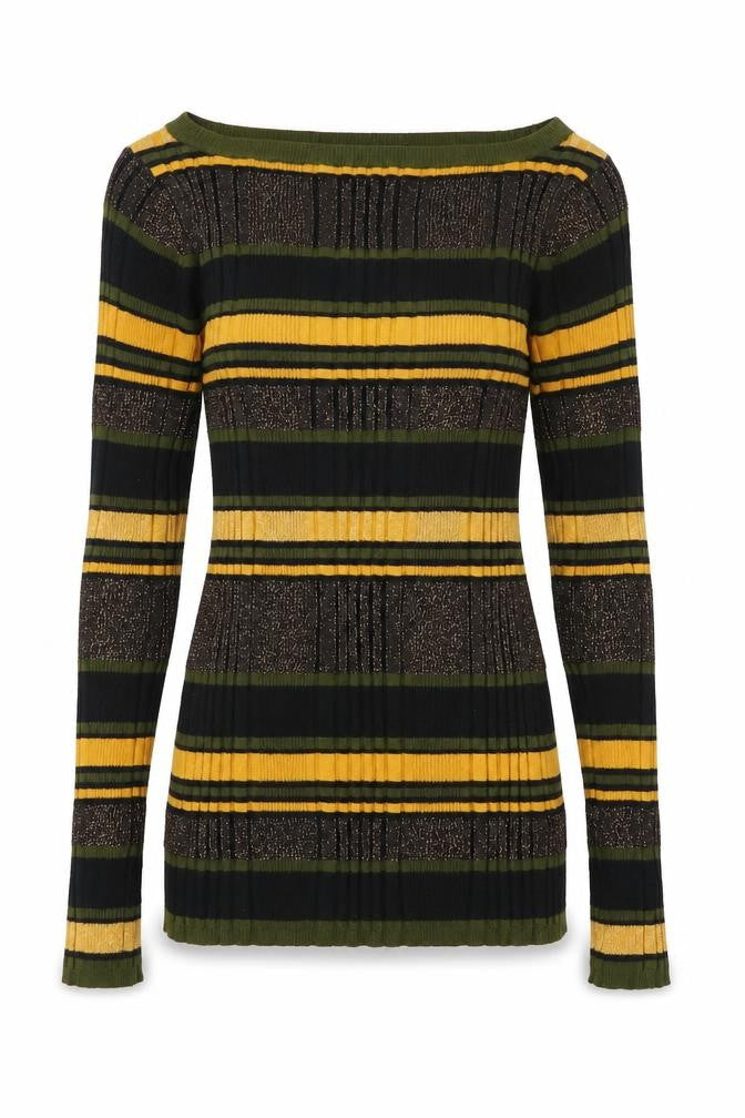 Marks and Spencer Womens Multicoloured Striped Boat Neck Jumper Size 8