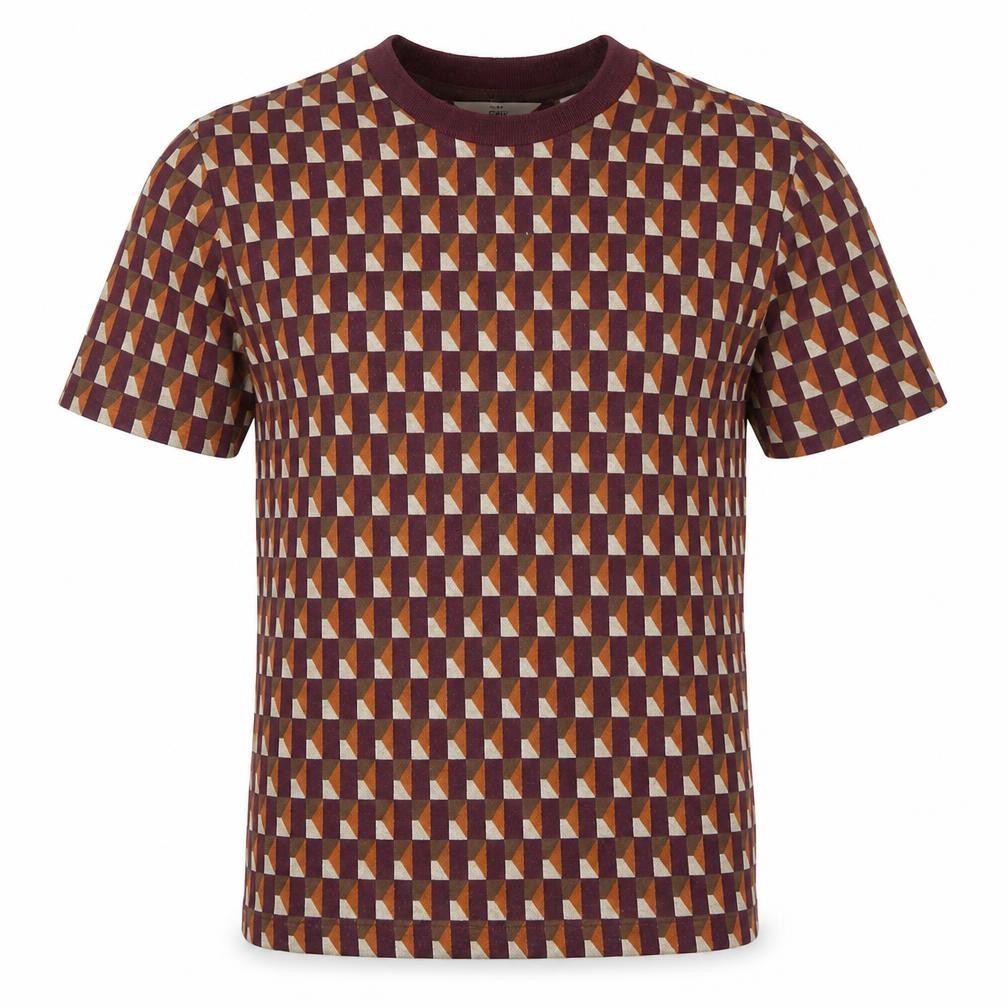 Next Men's Geometric Print Burgundy Short Sleeve Crew Neck T-Shirt M