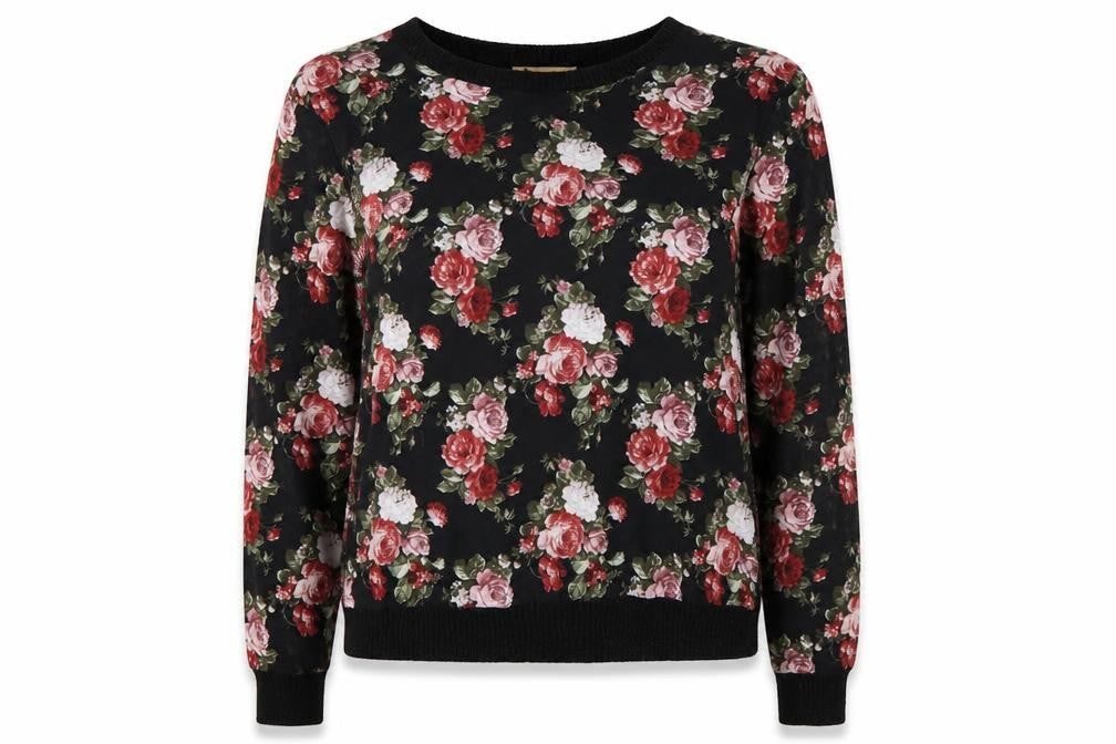 Katsumi Womens Black Floral Acrylic Pullover Jumper S
