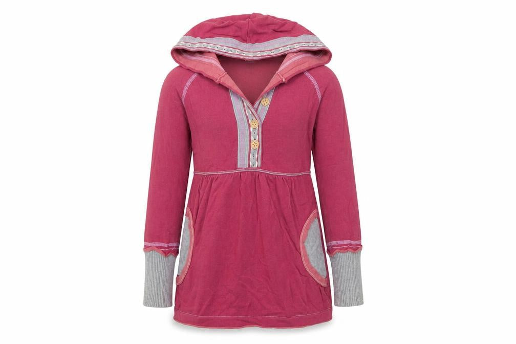 FatFace Girls Pink Cotton Hooded Tunic Jumper 6-7 Years