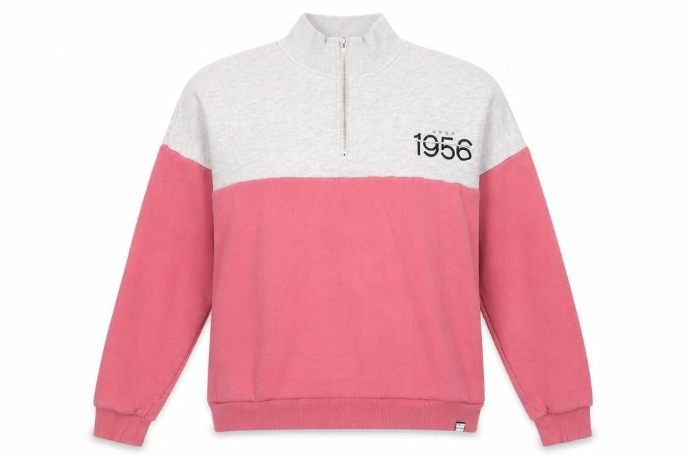 Superdry Women Grey Pink 1/4 Zip Sweatshirt Size 8 Cotton Blend