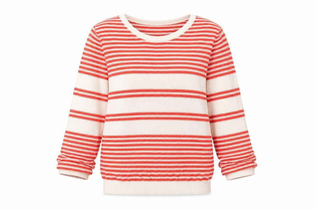 Topshop Women Red White Striped Cotton Pullover Jumper UK 12