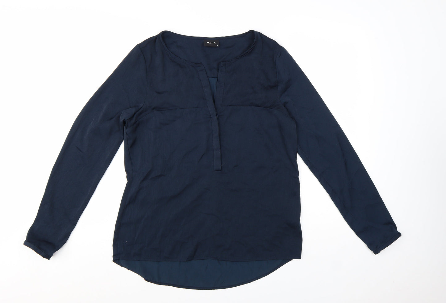 Vila Women Blue Polyester Long Sleeve Tunic Blouse M