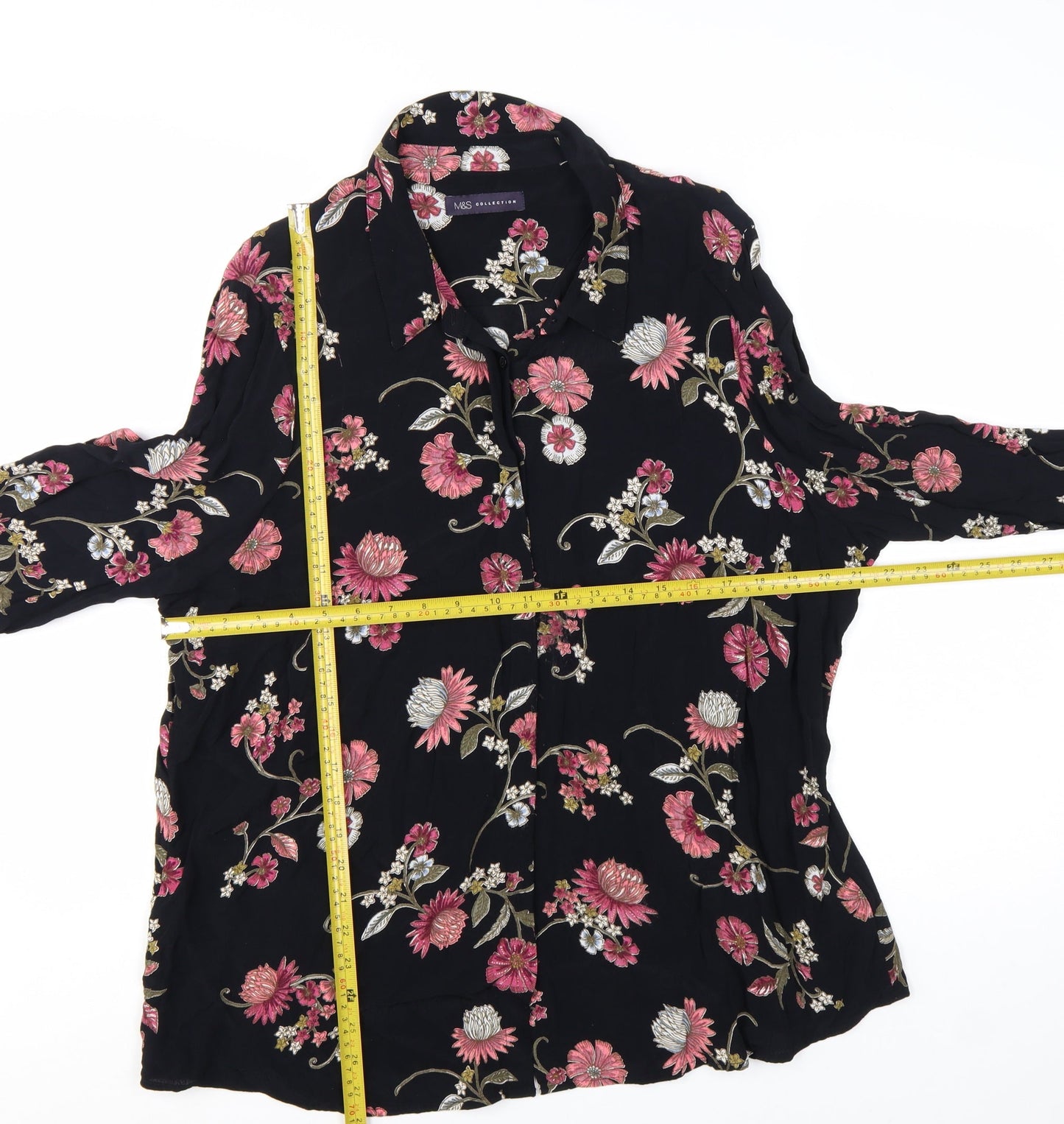 Marks and Spencer Women’s Black Floral Long Sleeve Tunic Blouse Size 22