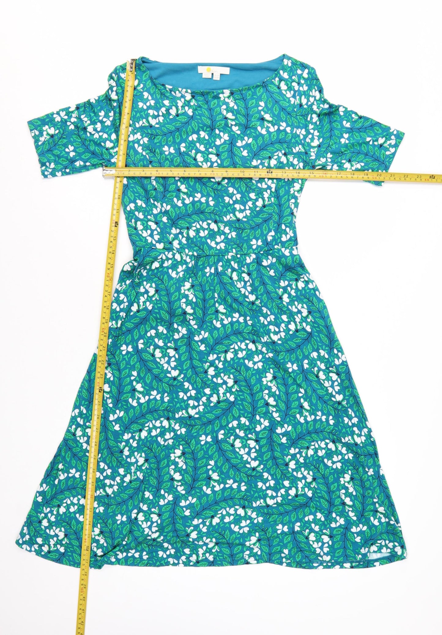 Boden Women Blue Floral Fit & Flare Jersey Dress Size 10