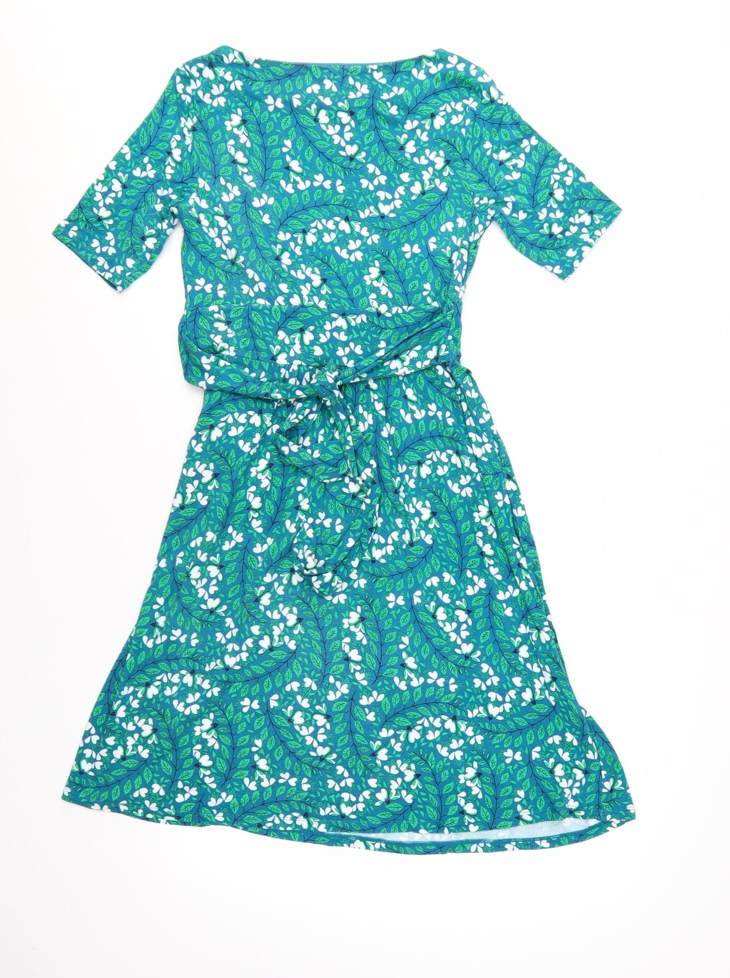 Boden Women Blue Floral Fit & Flare Jersey Dress Size 10