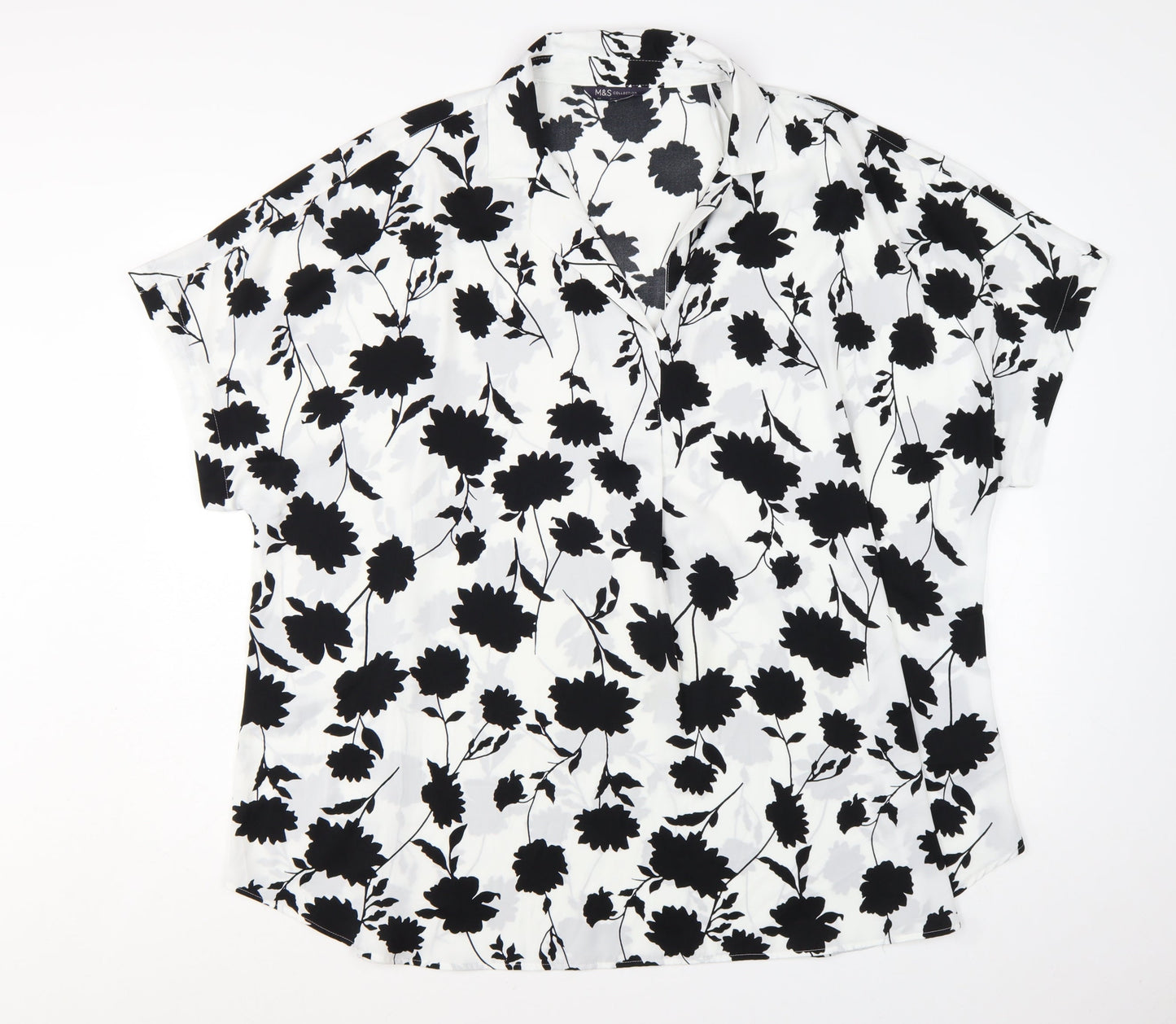 Marks and Spencer Womens Ivory Floral Short Sleeve Tunic Blouse Size 22
