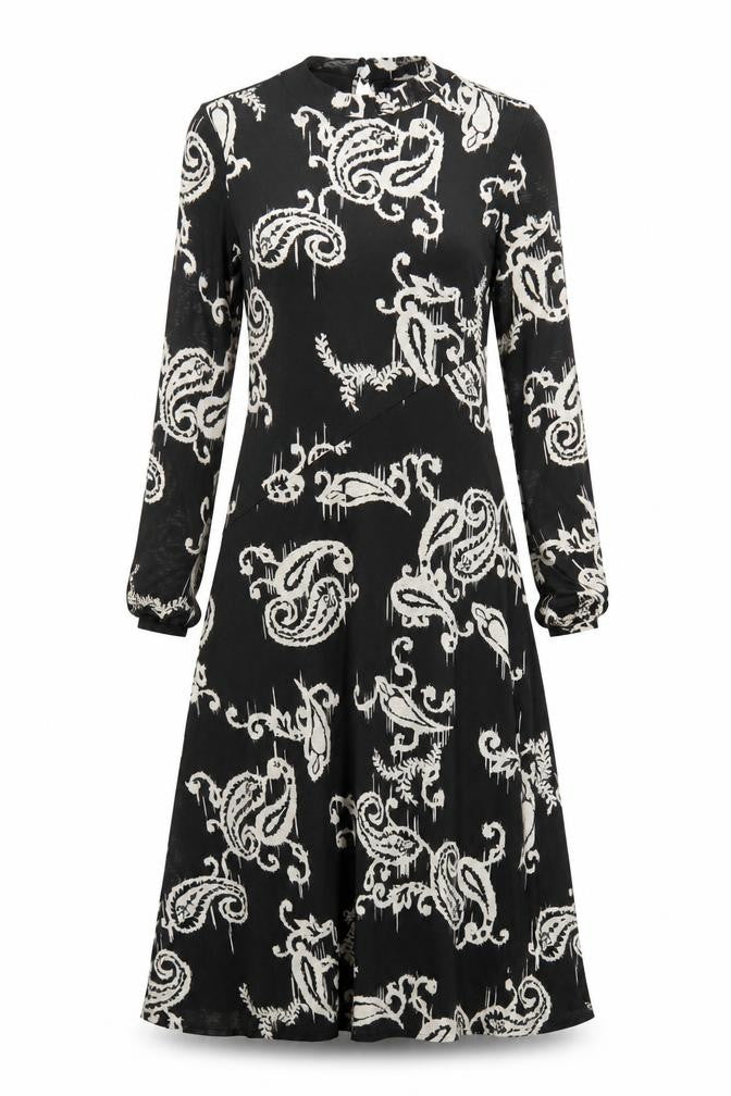 Marks & Spencer Women's Black Paisley A-Line Dress Size 10