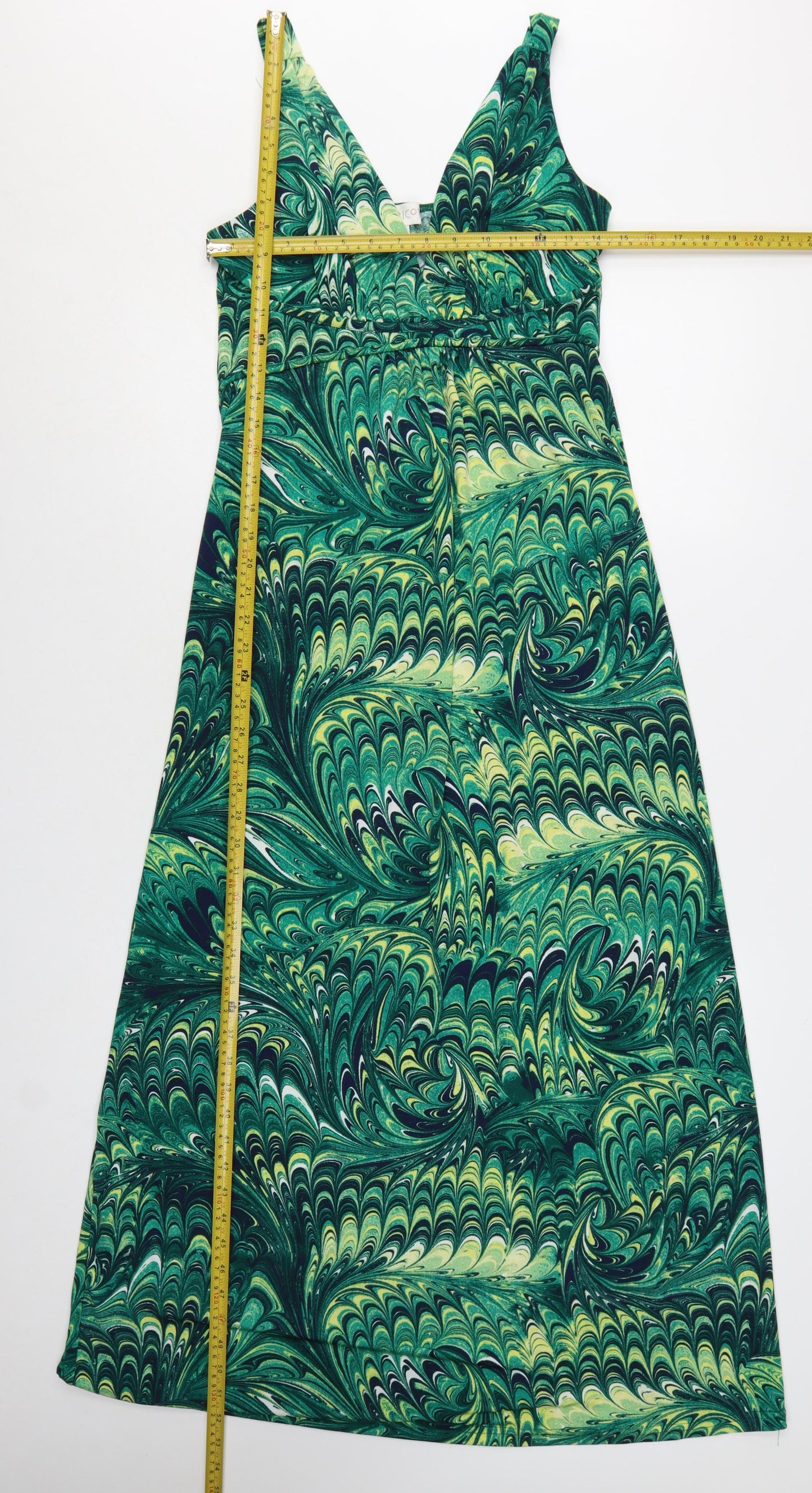 Apricot Women’s Green Geometric Midi A-Line Sleeveless Stretch Dress Size 12
