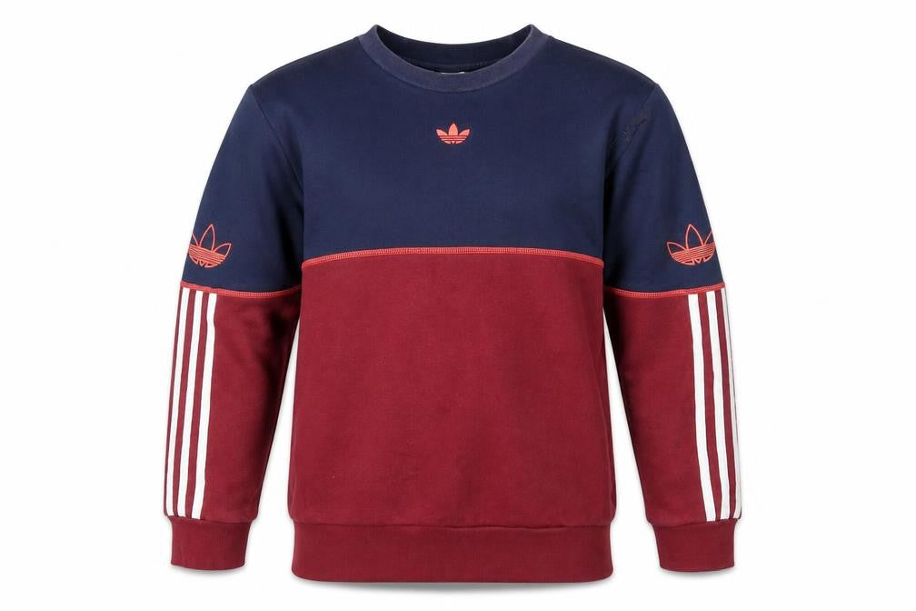 Adidas Boys Navy & Burgundy Colourblock Crew Neck Sweatshirt 14-15 Years