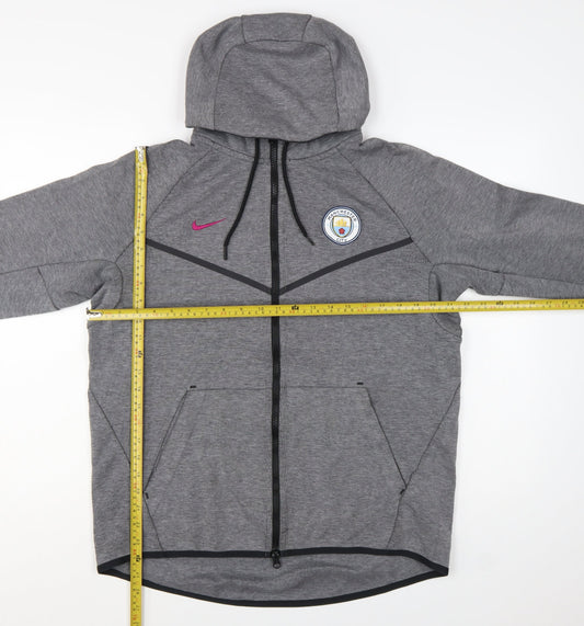 Nike Mens Grey Full Zip Hoodie L Manchester City Football Top