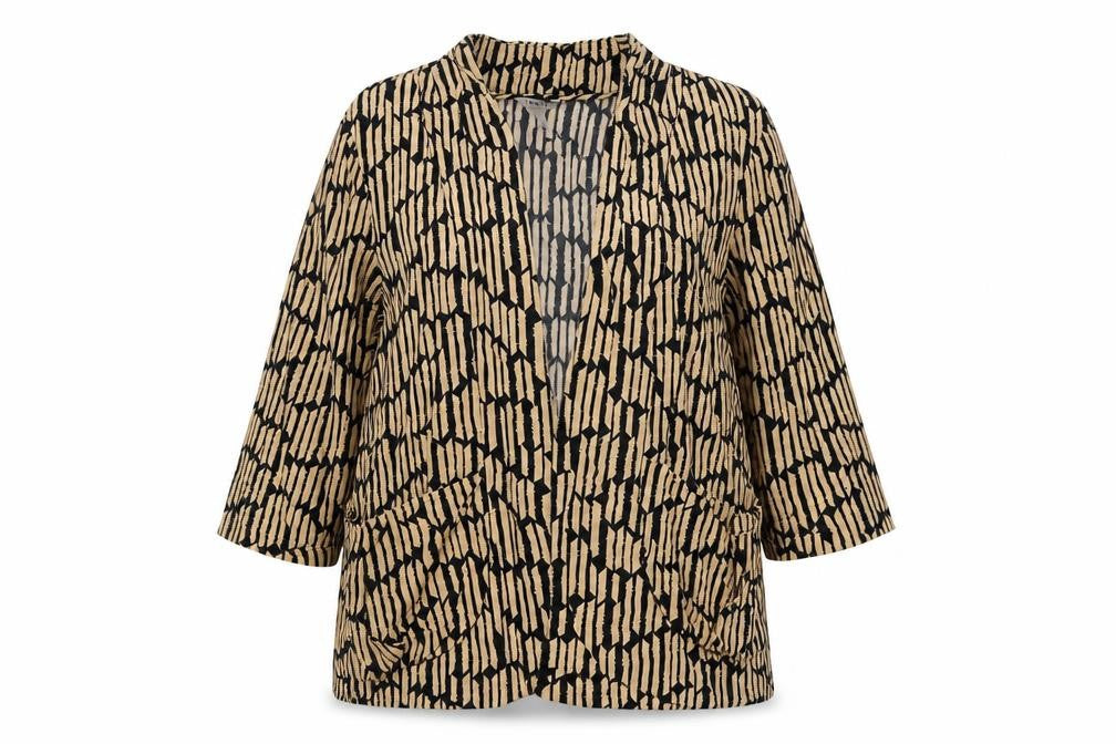 I Love H81 Women's Beige Geometric Tunic Blouse Size L